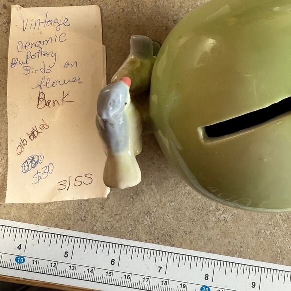 Vintage Bank blue birds and green flowers Has removable stopper - Picture 9 of 9